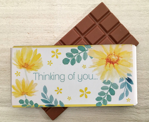 Thinking of You Yellow Flower Design Milk Chocolate Bar