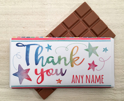 Personalised Thank You Star Design Milk Chocolate Bar