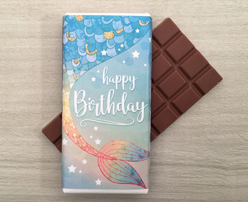 Happy Birthday Milk Chocolate Bar 100g - Mermaid design