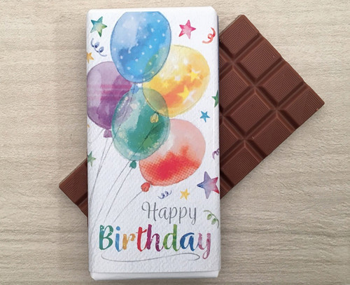 Happy Birthday Milk Chocolate Bar 100g - Balloon design
