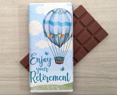 Enjoy Your Retirement Hot Air Balloon Design Milk Chocolate Bar 