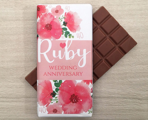 Ruby Wedding Anniversary 100g Milk Chocolate Bar
