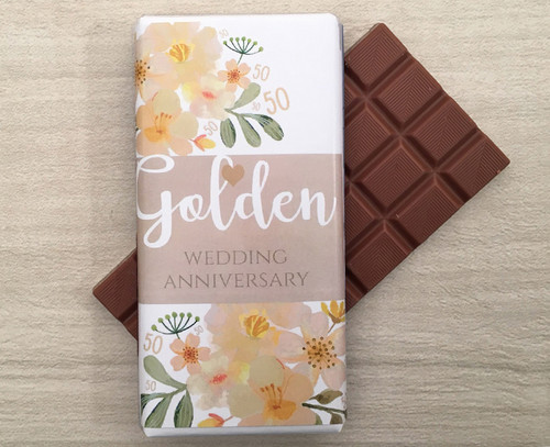 Golden Wedding Anniversary 100g Milk Chocolate Bar