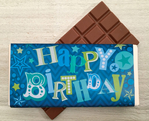 5505 Blue Happy Birthday Milk Chocolate Bar 100g