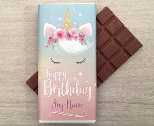 Personalised Birthday Unicorn Design Milk Chocolate Bar