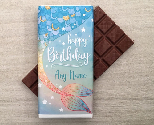 Personalised Birthday Mermaid Design Milk Chocolate Bar