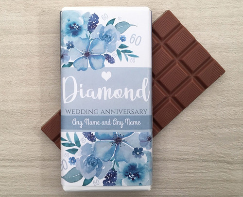 Personalised Diamond Wedding Anniversary Design Milk Chocolate Bar