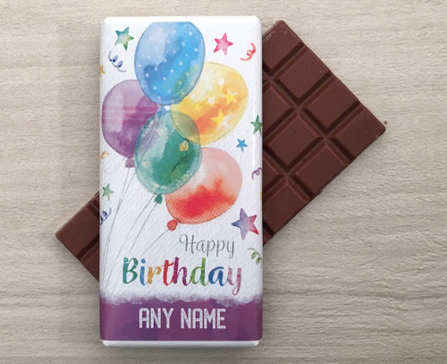 Personalised Birthday Balloons Design Milk Chocolate Bar