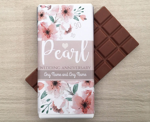 Personalised Pearl Wedding Anniversary Design Milk Chocolate Bar