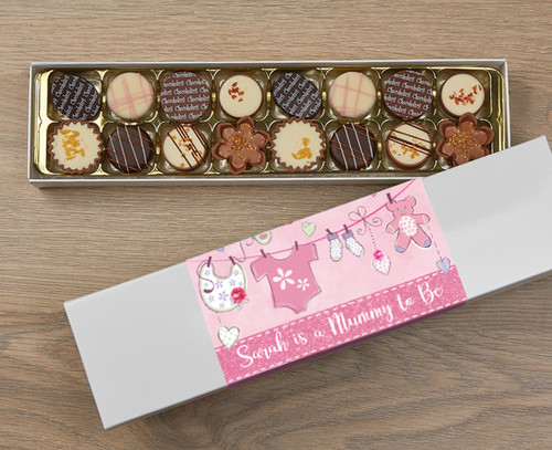 Personalised 16 Luxury Chocolates in a Box - Mummy to be pink wrapper
