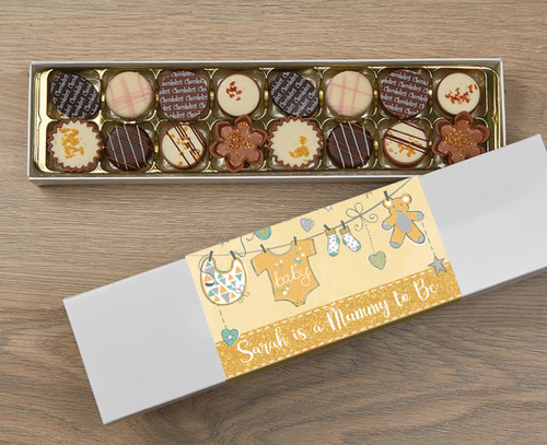 Personalised 16 Luxury Chocolates in a Box - Mummy to be yellow wrapper
