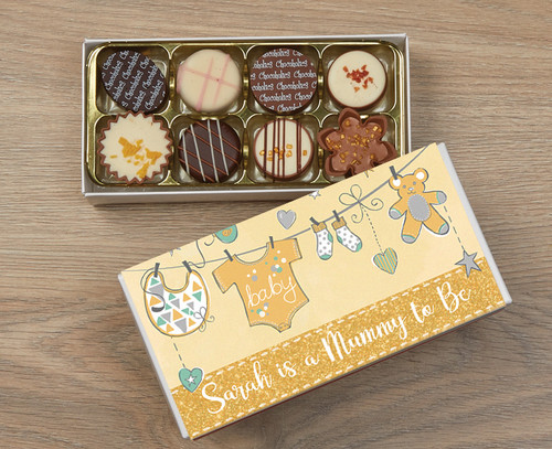 Personalised 8 Luxury Chocolates in a Box - Mummy to be yellow wrapper