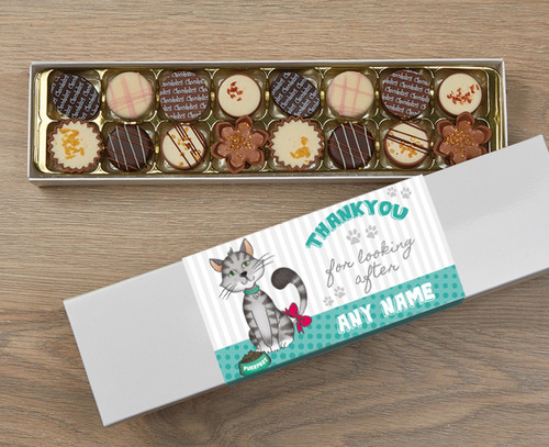 Personalised Thank You Cat 16 Luxury Chocolates in a Box