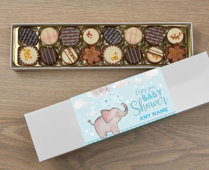 Personalised 16 Luxury Chocolate Box Baby Shower Blue Wrapper 5729 Chocolates For Chocoholics