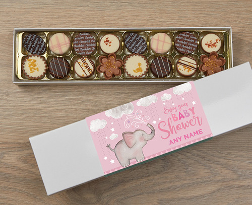 Personalised 16 Luxury Chocolate Box - Baby Shower pink wrapper