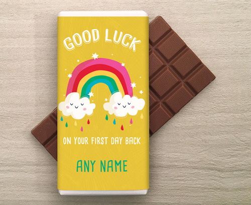 Good Luck on 1st Day Back Personalised 100g Milk  Chocolate Bar 9279