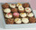 6840 16 Cupcake style Chocolates made from Belgian Chocolates in a silver box with tag