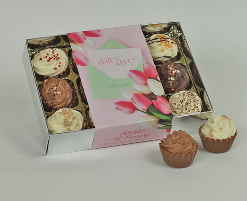 12 Chocolate Cupcake Selection - "With Love" wrapper - 8392