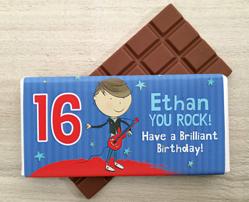 Personalised Milk Chocolate Bar - Guitar design from Chocolates for Chocoholics