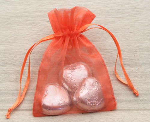 Organza Bags in Orange for wedding favours or table gifts for company events, birthday parties or other celebrations