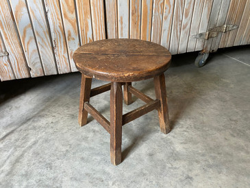 Short Wooden Antique Classroom Stool no.1