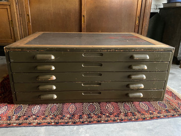 Vintage Green Wooden Flat Files, c.1950s