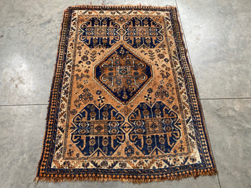#119 Antique 3'8 x 5'1 Persian Tribal Rug