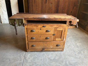 Antique Carpenter's Workbench with Drawers