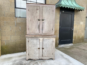 Antique Painted Stepback Cupboard, c.1900