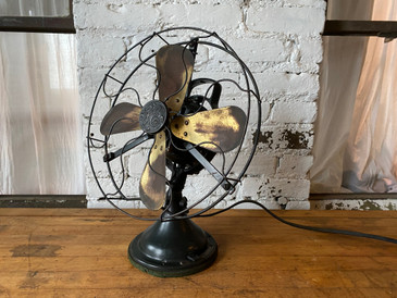 Antique GE Green and Brass Desk Fan, c.1916