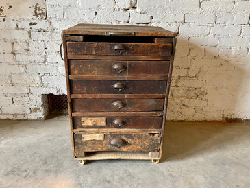 Early Primitive Industrial Short-stack of Wooden Drawers