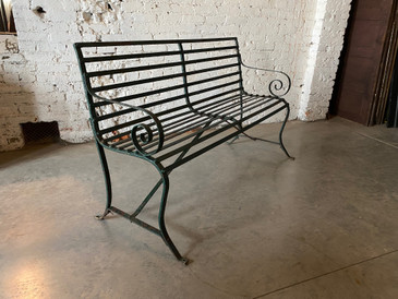 Antique Wrought Iron Park Bench, c.1900