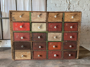 Primitive Industrial Hardware Parts Cabinet, c.1900