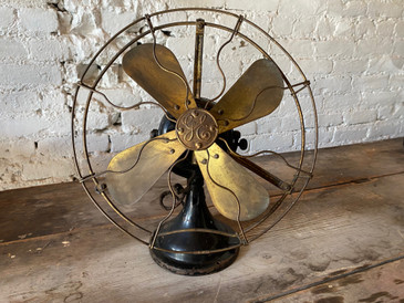 Antique General Electric Black and Brass Desk Fan, c.1900