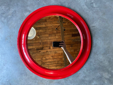 Space Age Red Circle Mirror c.1970s