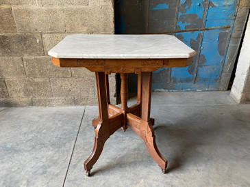 Eastlake Marble-Top Parlor Table c. 1890s