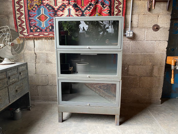 Triple Stack of Glass Front Steel Bookcases, c.1960s
