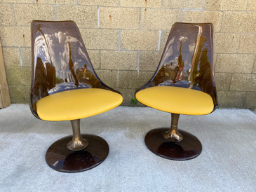Pair of Chromcraft Amber Lucite Dining Chairs, c.1970s