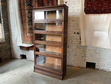 Five Section Oak Barrister Bookcases, Globe-Wernicke Co. 