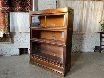 Three Section Oak Barrister Bookcases, Globe-Wernicke Co. 