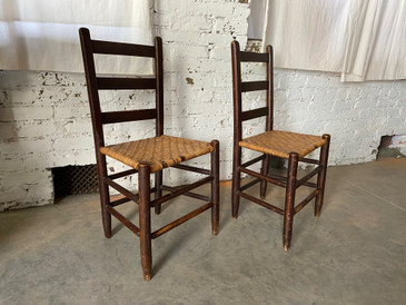 Pair of Ladderback Chairs with Herringbone Seats