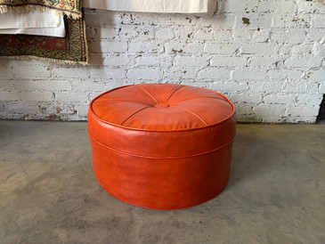 Orange Vinyl Round Hassock, c.1960s