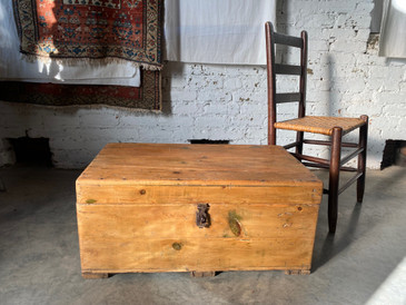 Early American Military Pine Footlocker Trunk