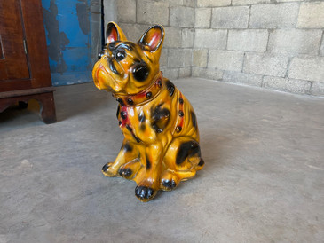 Vintage Chalkware Spotted "Golden Frenchie", 18" Tall