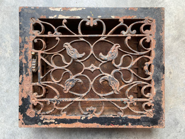 Victorian Cast Iron Heat Grate with Decorative Birds, 8x10