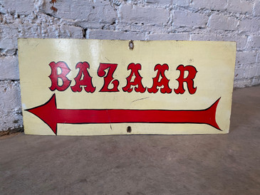Hand Painted Bazaar Arrow Sign, c.1950s
