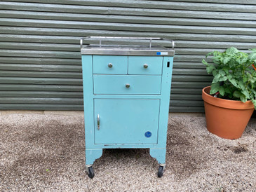 Vintage Steely Blue Dental Cabinet 
