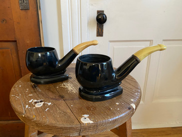 Pair of Decorative Ceramic Pipe Planters