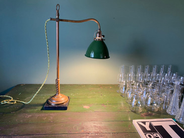 Early 20th C. Brass and Porcelain Faries Medical Lamp