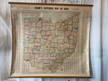 Large Cram's Superior Map of Ohio, c.1960